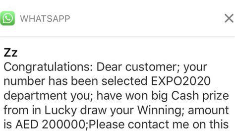 Beware of Dh200,000 'EXPO2020' WhatsApp scam in Dubai.